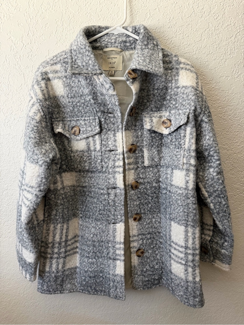 Gray & White Teddy Plaid Shacket